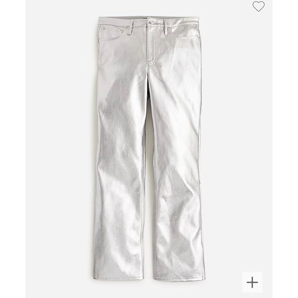NWOT J. Crew Full-Length Demi-Boot Pant in Metallic Faux Leather 31 Petite